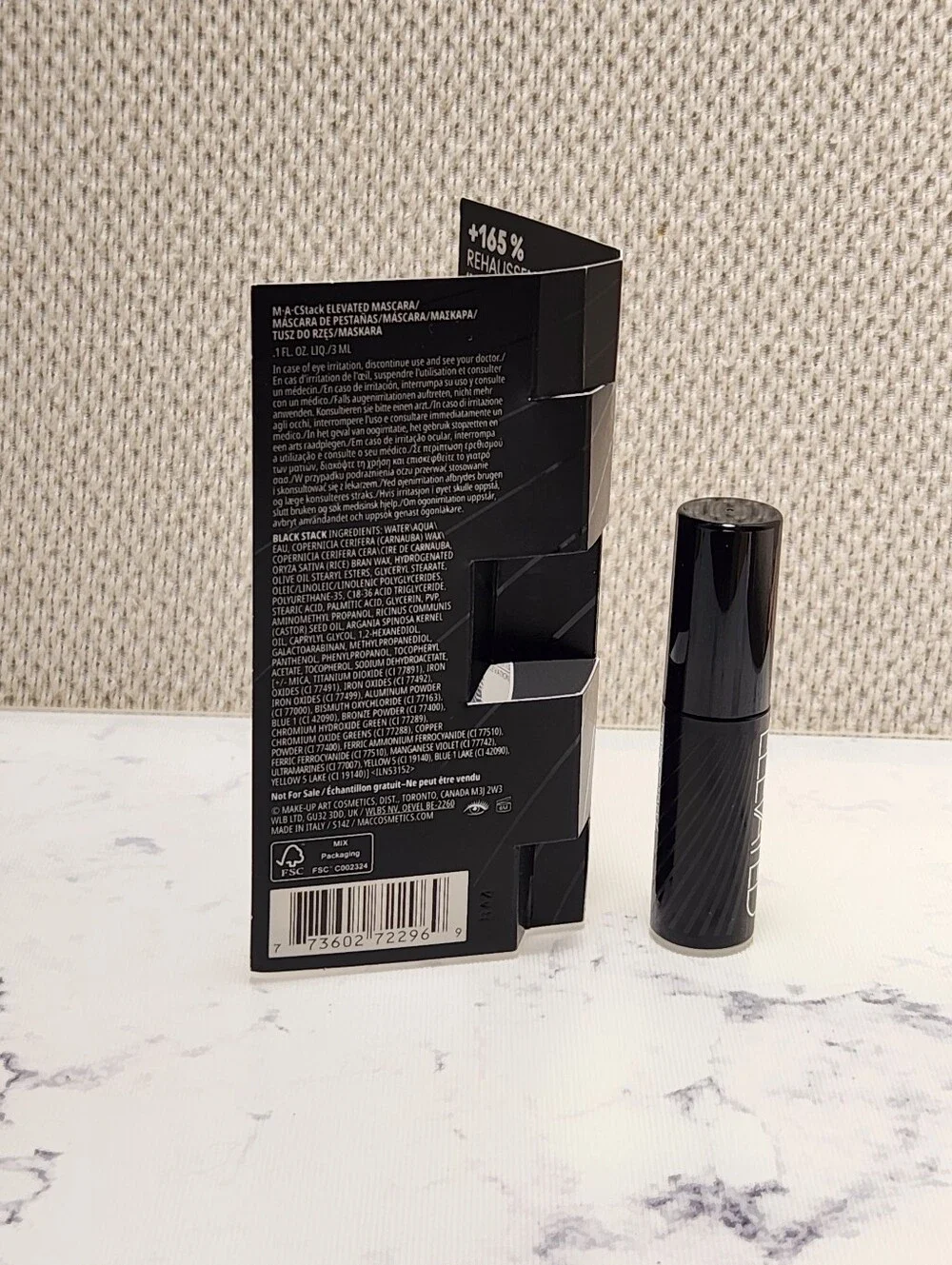 MAC Stack Elevated Black Mascara Mini Travel Size .1 Oz